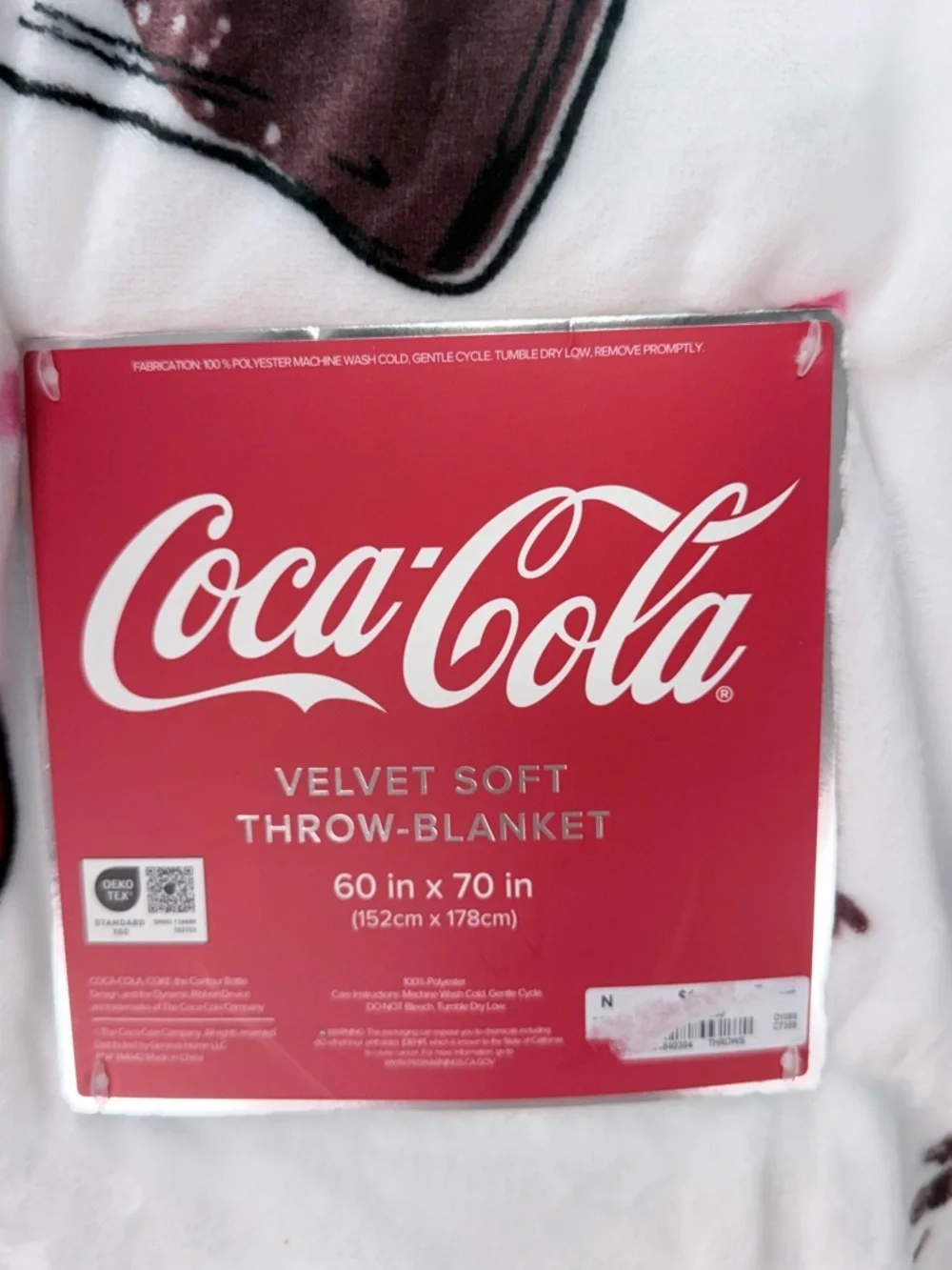 Coca Cola Velvet Plush Throw Blanket 60x70 Coke Bottle Hearts coke a cola New